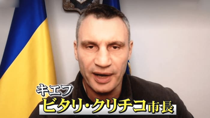 取材に応じたウクライナの首都キエフのクリチコ市長